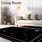 Cosmic Blue Purple Starry Night Swirl Rug