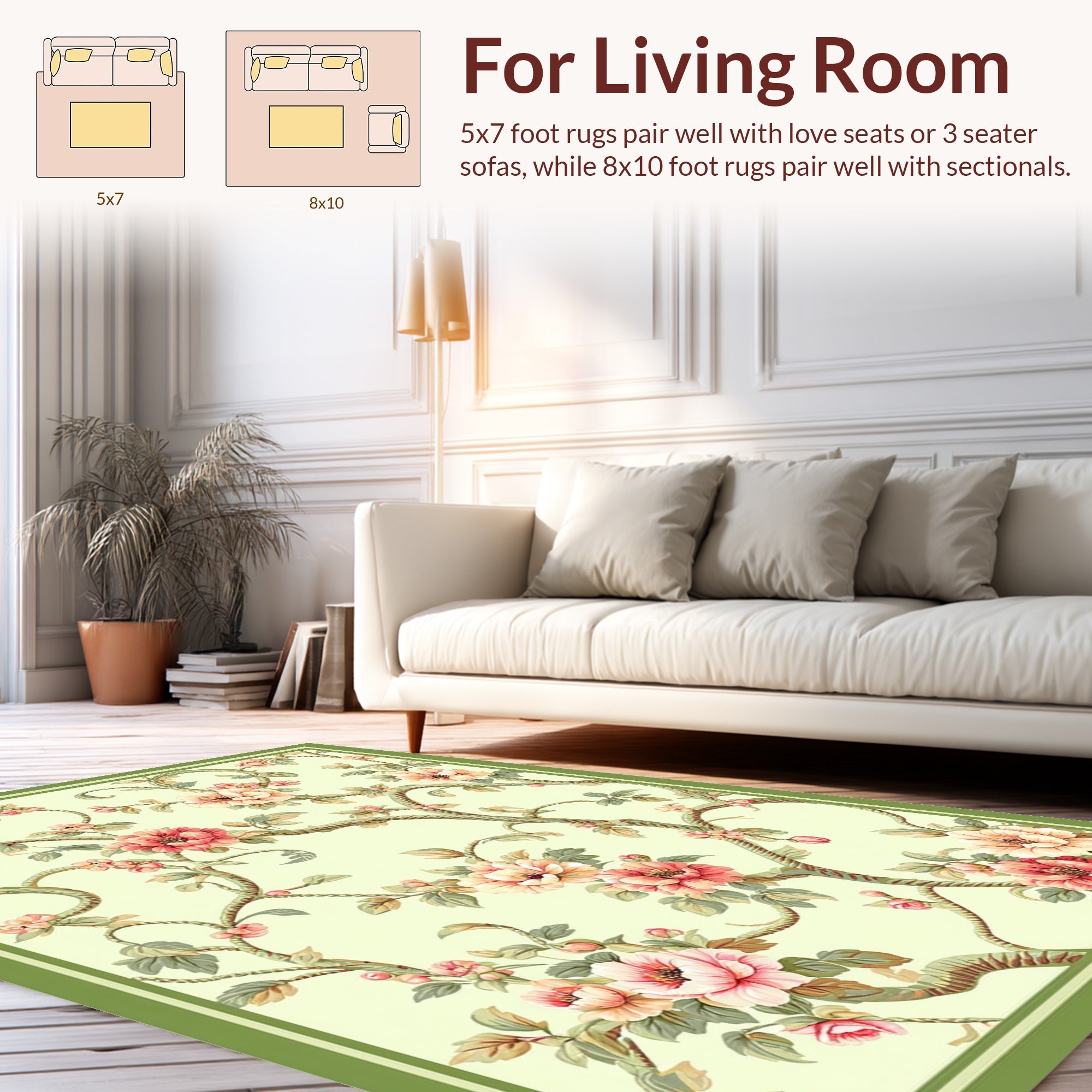 Elegant Floral Branch Porcelain Design Rug