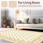 Creamy Beige Floral Lattice Pattern Rug