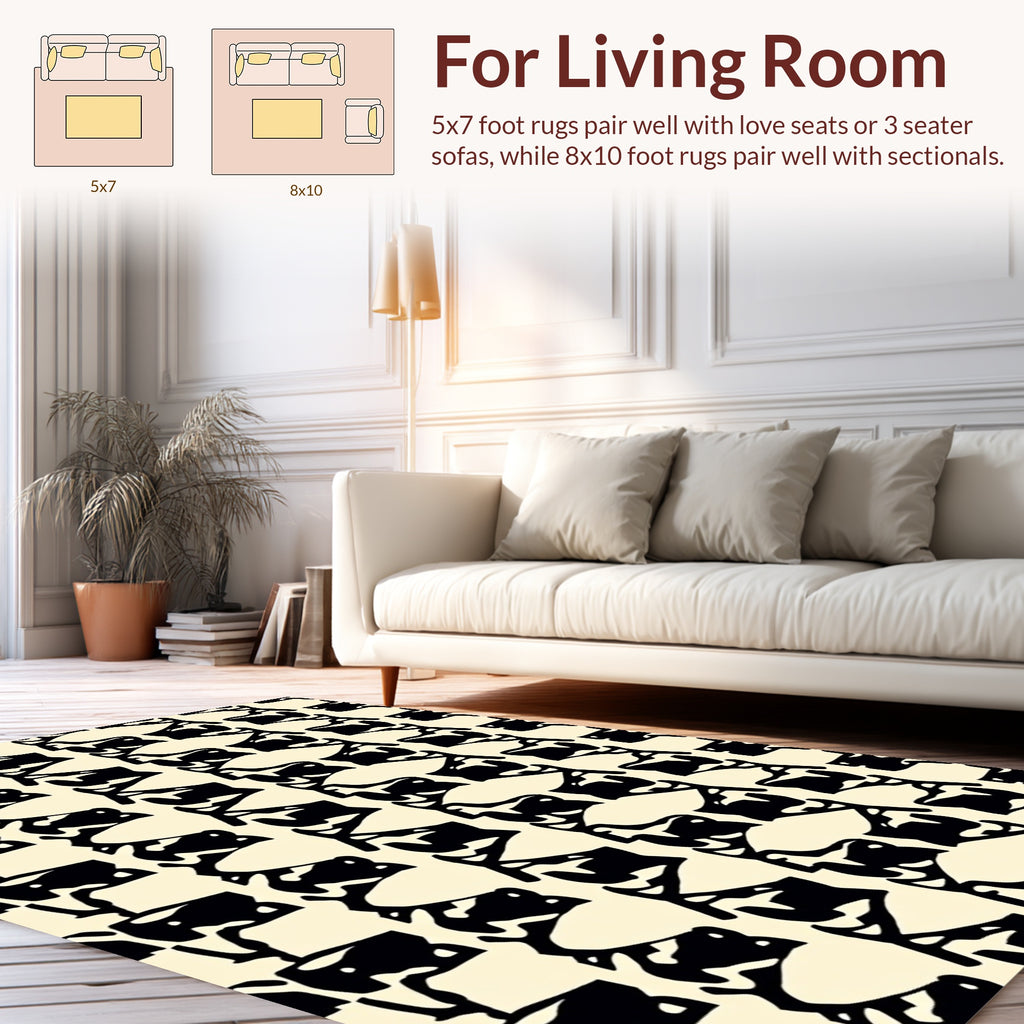 Black Cream Bold Organic Design Rug