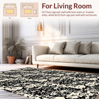 Abstract Black Cream Textured Design Rug