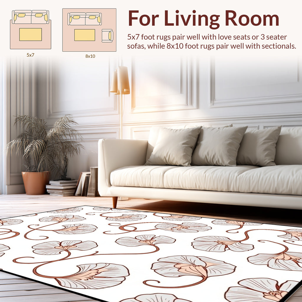 Ginkgo Leaf Floral Pattern Design Rug