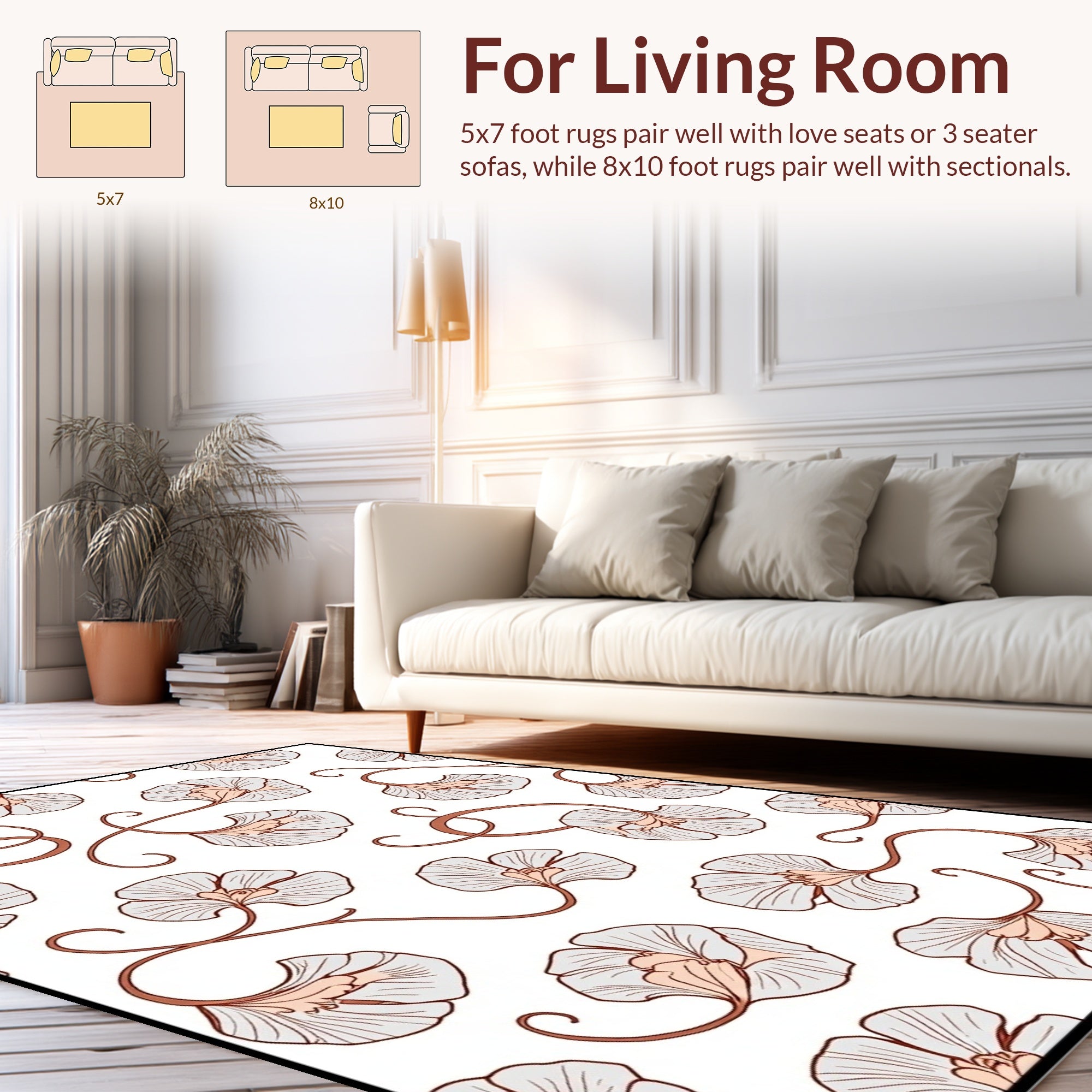 Ginkgo Leaf Floral Pattern Design Rug