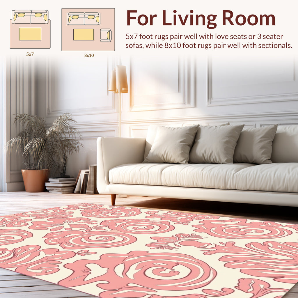 Delicate Scrolling Floral Ivory Rug