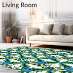 Bold Blue Green Abstract Tile Rug