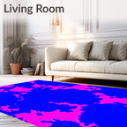Bold Electric Blue Pink Bloom Rug