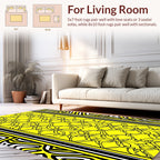 Bold Geometric Yellow Black Border Design Rug
