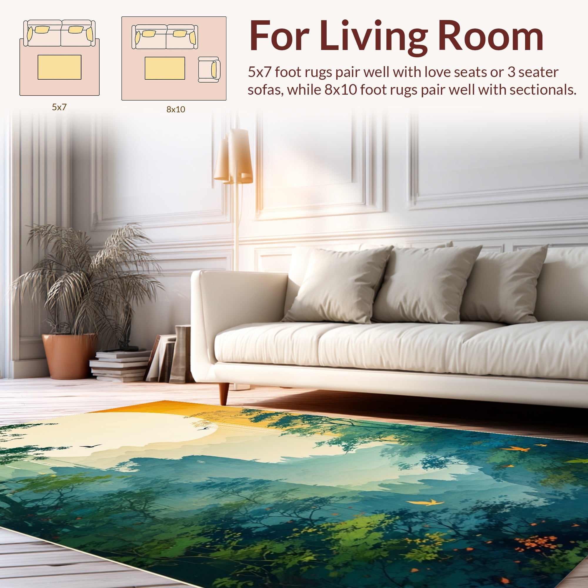 Misty Mountain Scenic Nature Landscape Rug