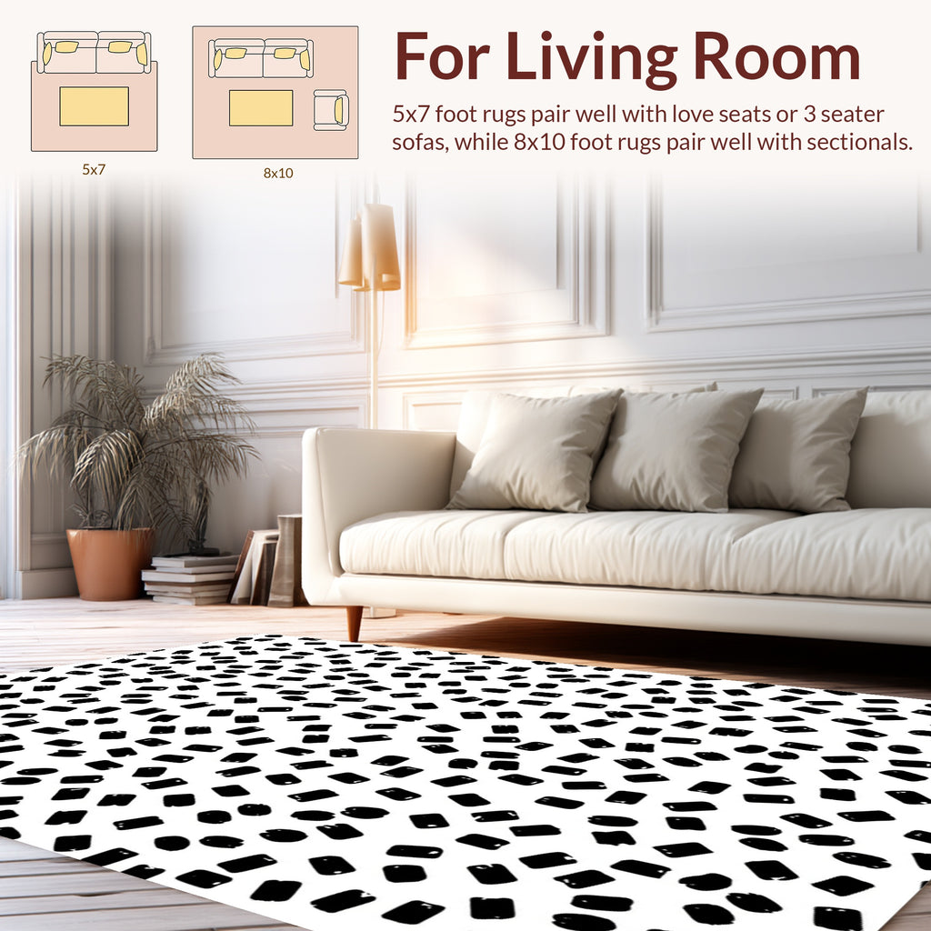 Abstract Dash Pattern Black and White Rug