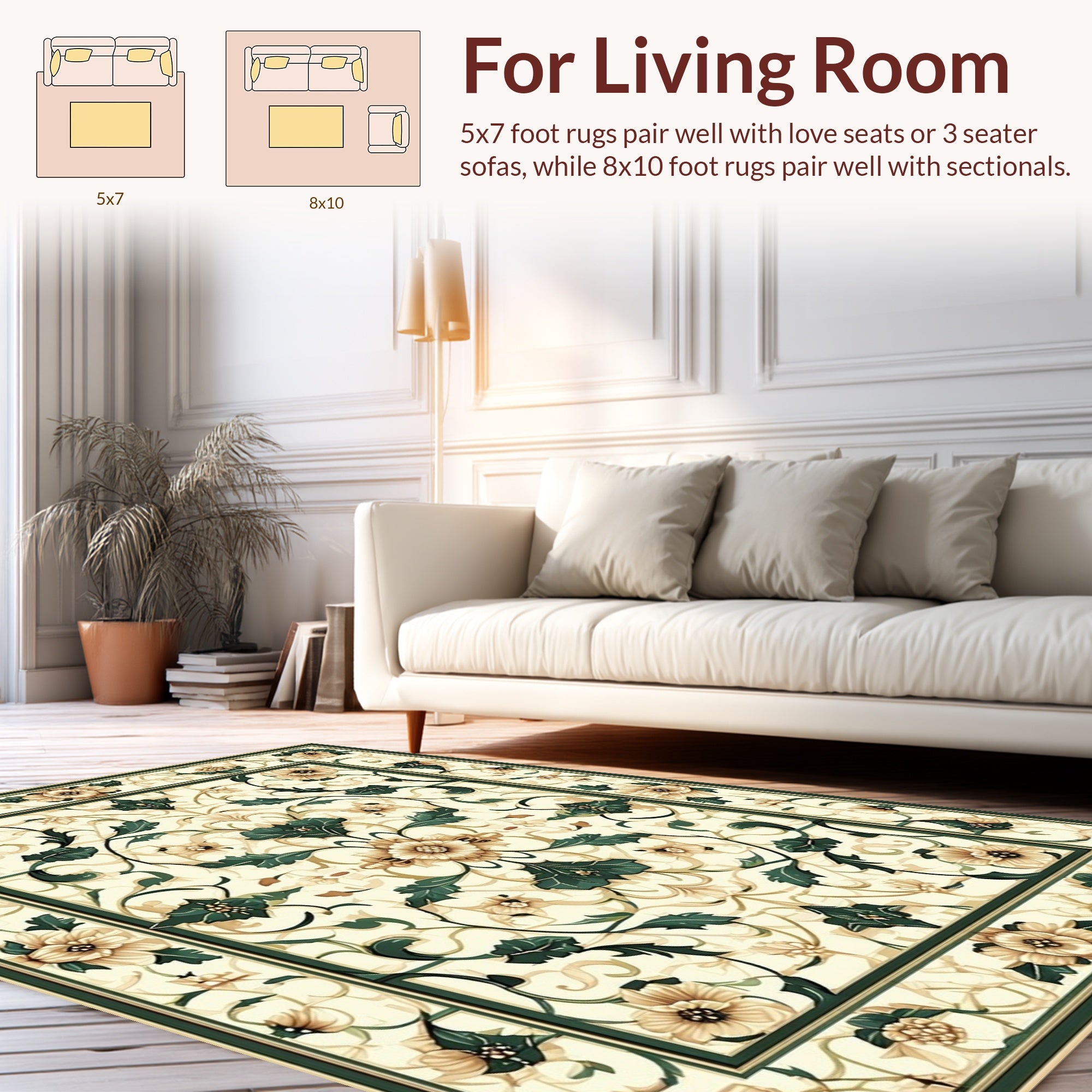 Elegant Floral Vine Pattern Rug