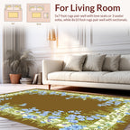 Blue Floral Vine Border Design Rug