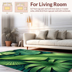Lush Green Tropical Leaf Pattern Rug