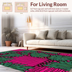 Vibrant Tropical Leaf Pattern Rug