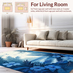 Tropical Ocean Hibiscus and Palm Leaf Rug