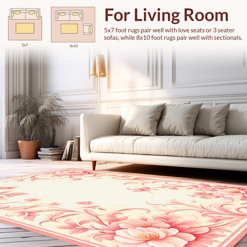 Romantic Floral Swirls Pastel Rug