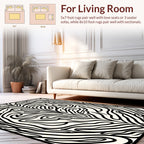 Bold Black White Flowing Waves Rug