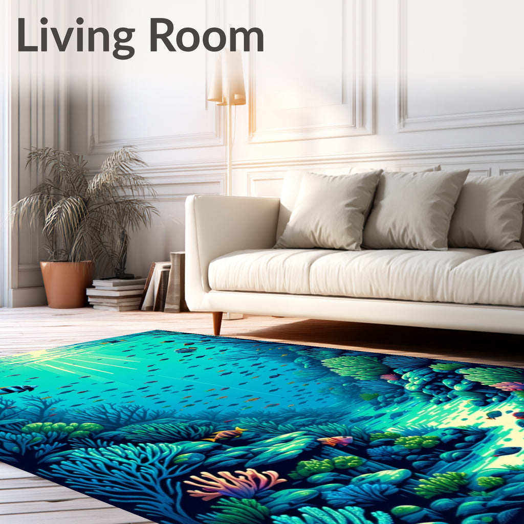 Vibrant Coral Reef Fish Design Rug