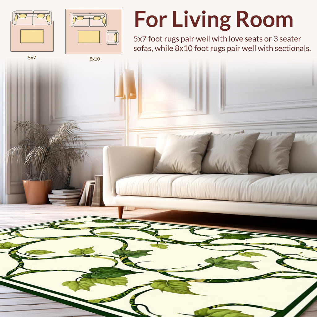 Art Nouveau Vine Leaf Pattern Rug