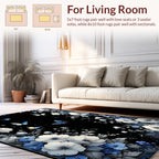 Charming Blue White Floral Butterfly Pattern Rug