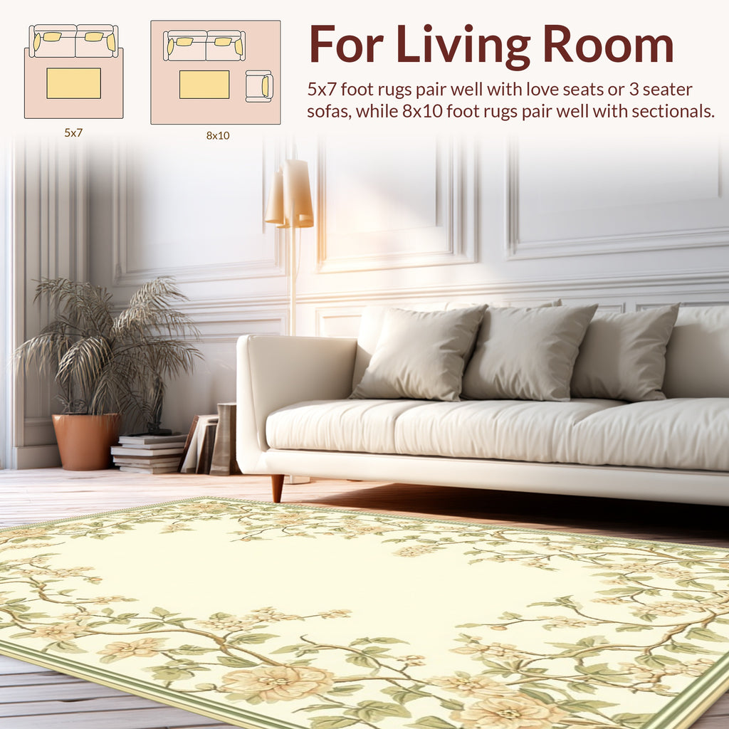 Floral Twig Vine Pattern Rug