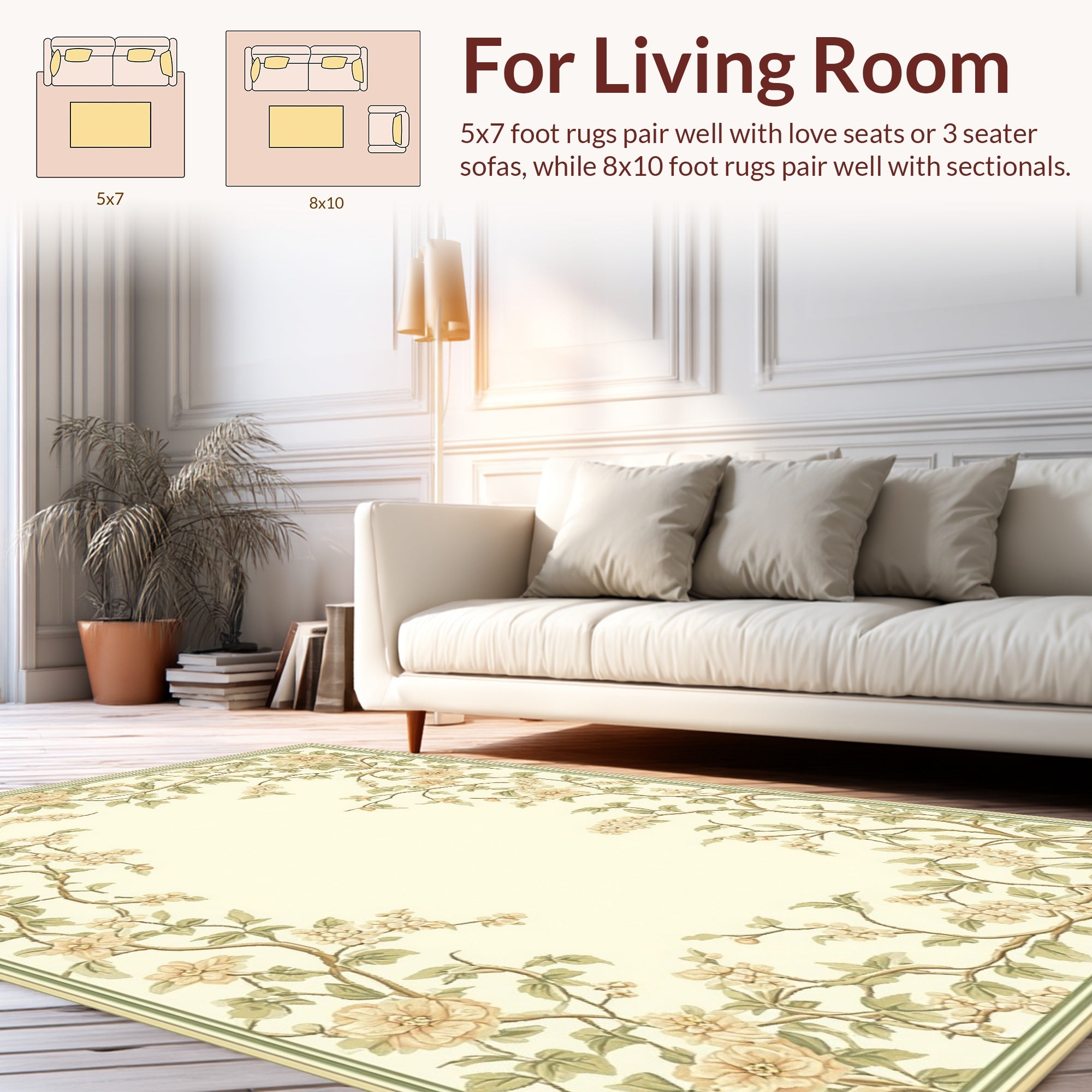 Floral Twig Vine Pattern Rug