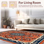 Intricate Orange Blue Floral Medallion Rug