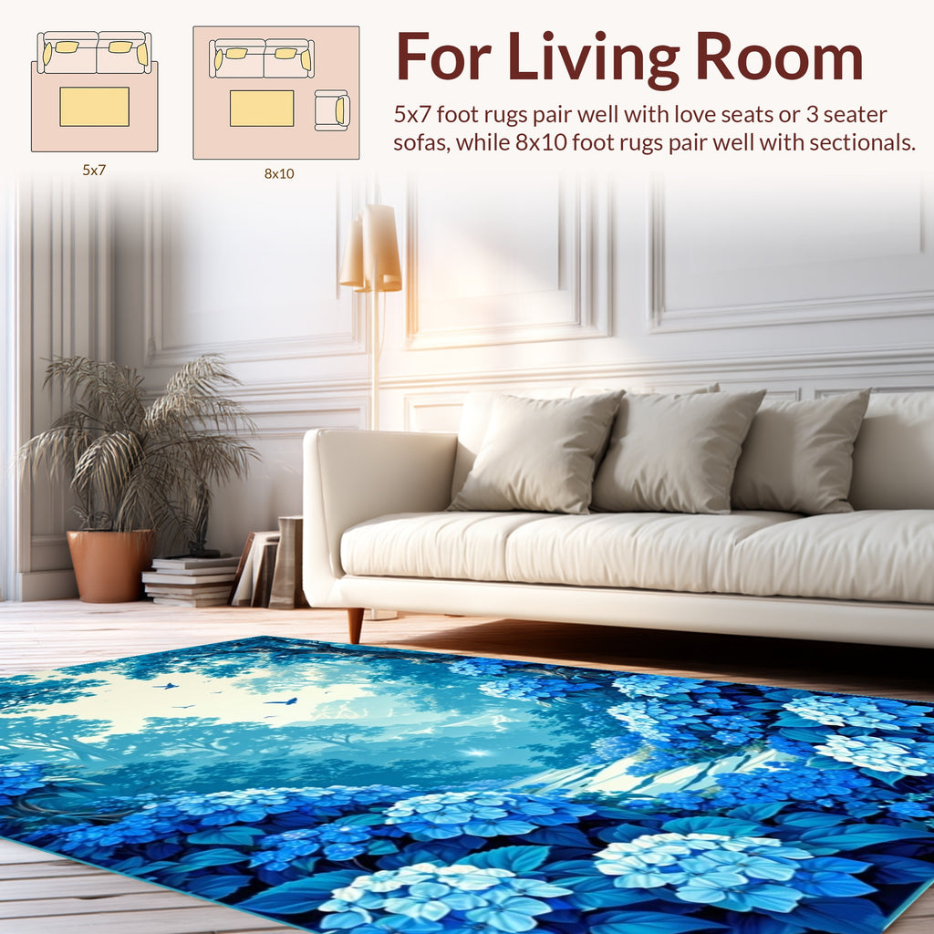 Enchanted Forest Hydrangea Bloom Design Rug