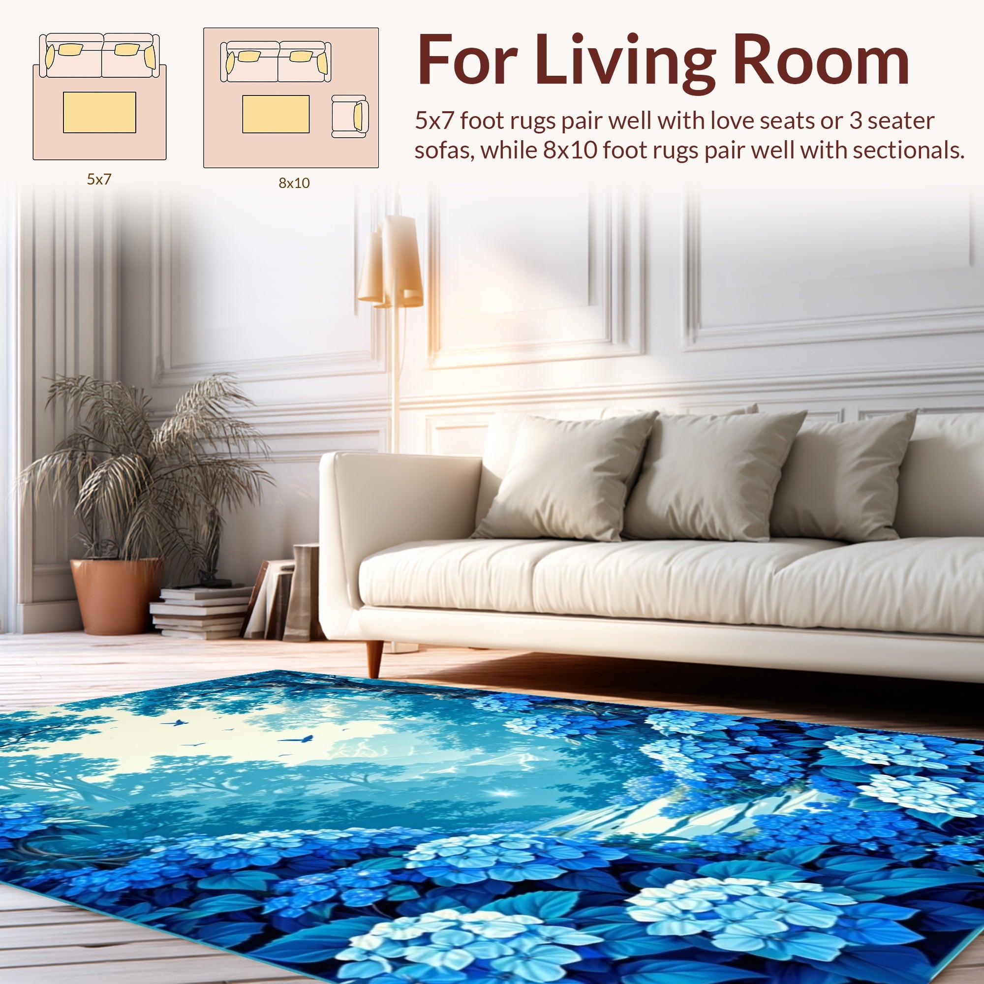 Enchanted Forest Hydrangea Bloom Design Rug