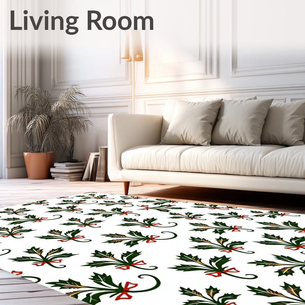 Festive Holly Berry Sprig Garland Rug