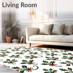 Festive Holly Berry Sprig Garland Rug