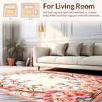 Delicate Blossom Swirls Floral Frame Rug