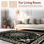 Mandala Floral Cream Black Rug