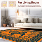 Orange and Blue Tiger Motif Rug