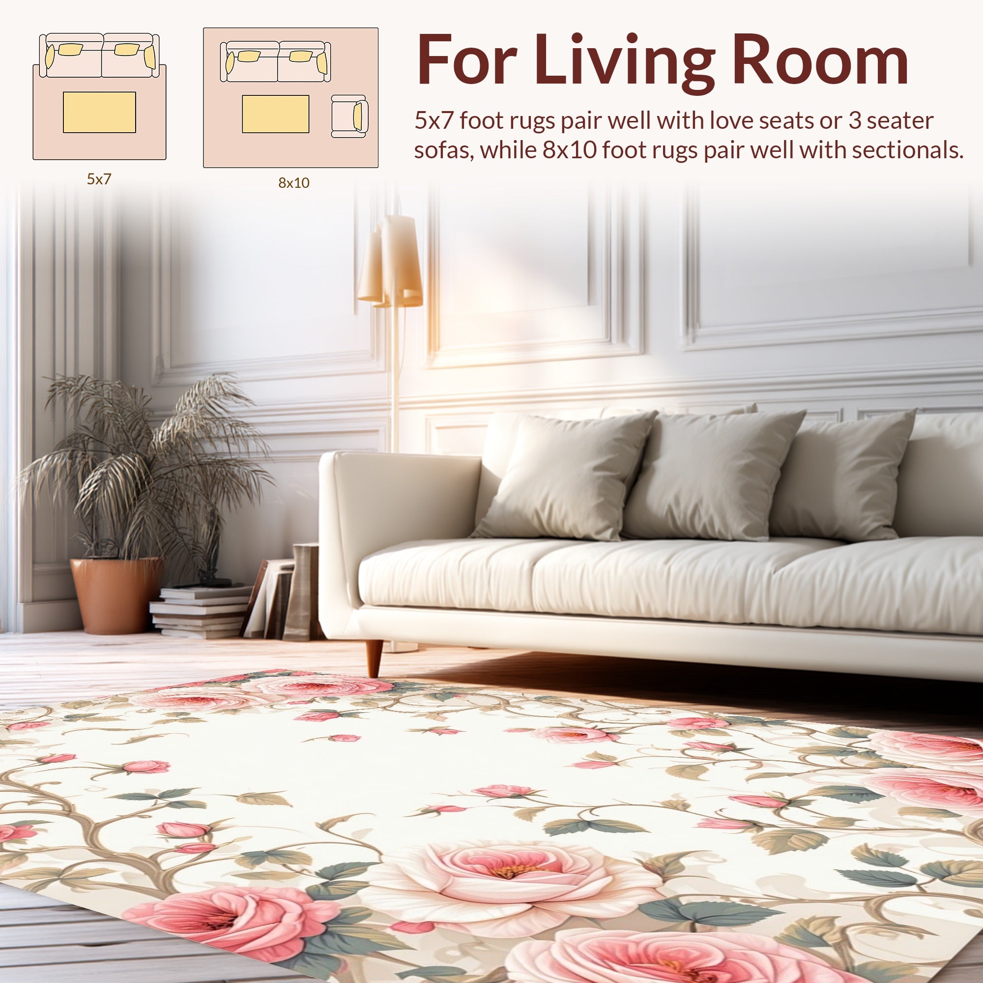 Vintage Rose Vine Floral Pattern Rug