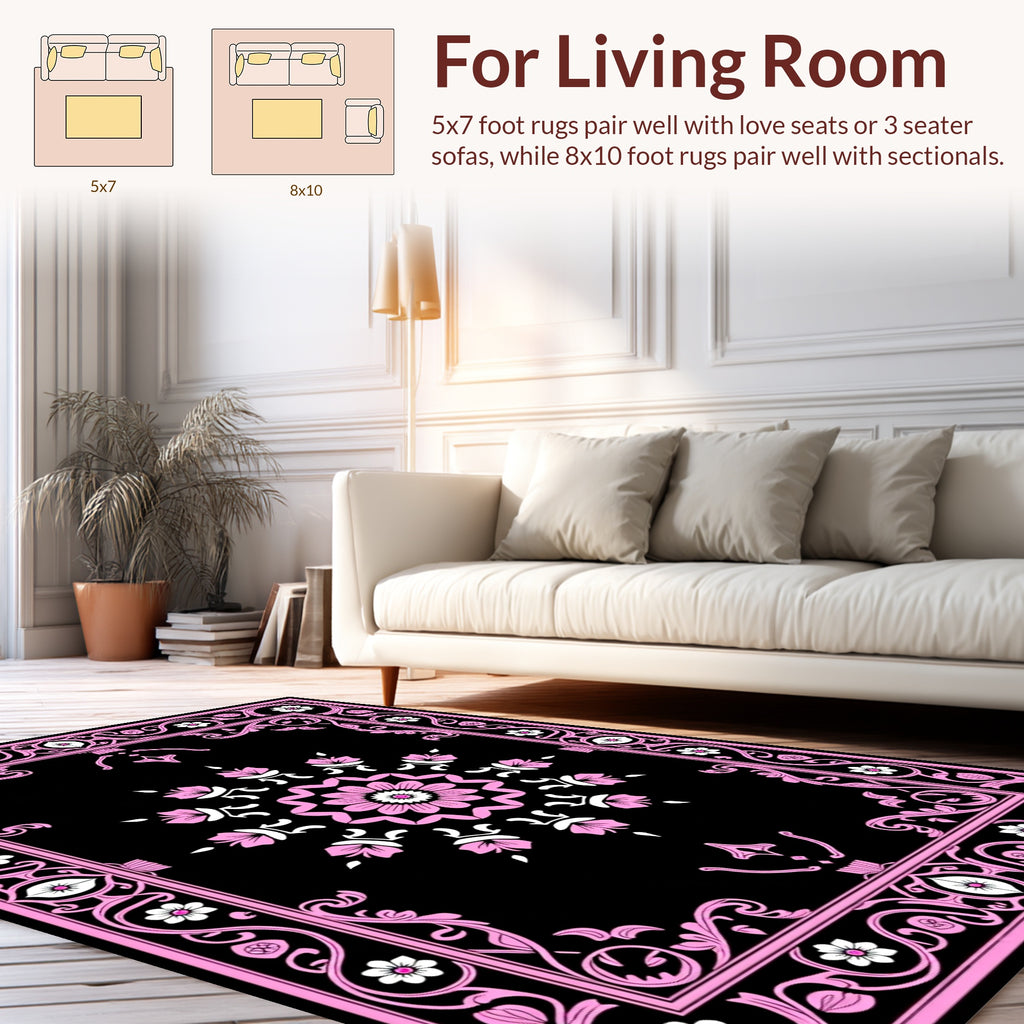 Pink Floral Medallion Baroque Rug