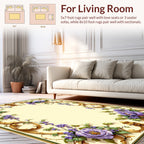 Ornate Floral Gold Scroll Pattern Rug