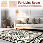 Elegant Floral Vine Symmetrical Pattern Rug