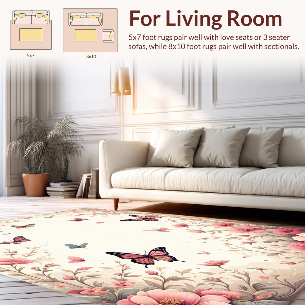 Floral Butterfly Garden Design Rug