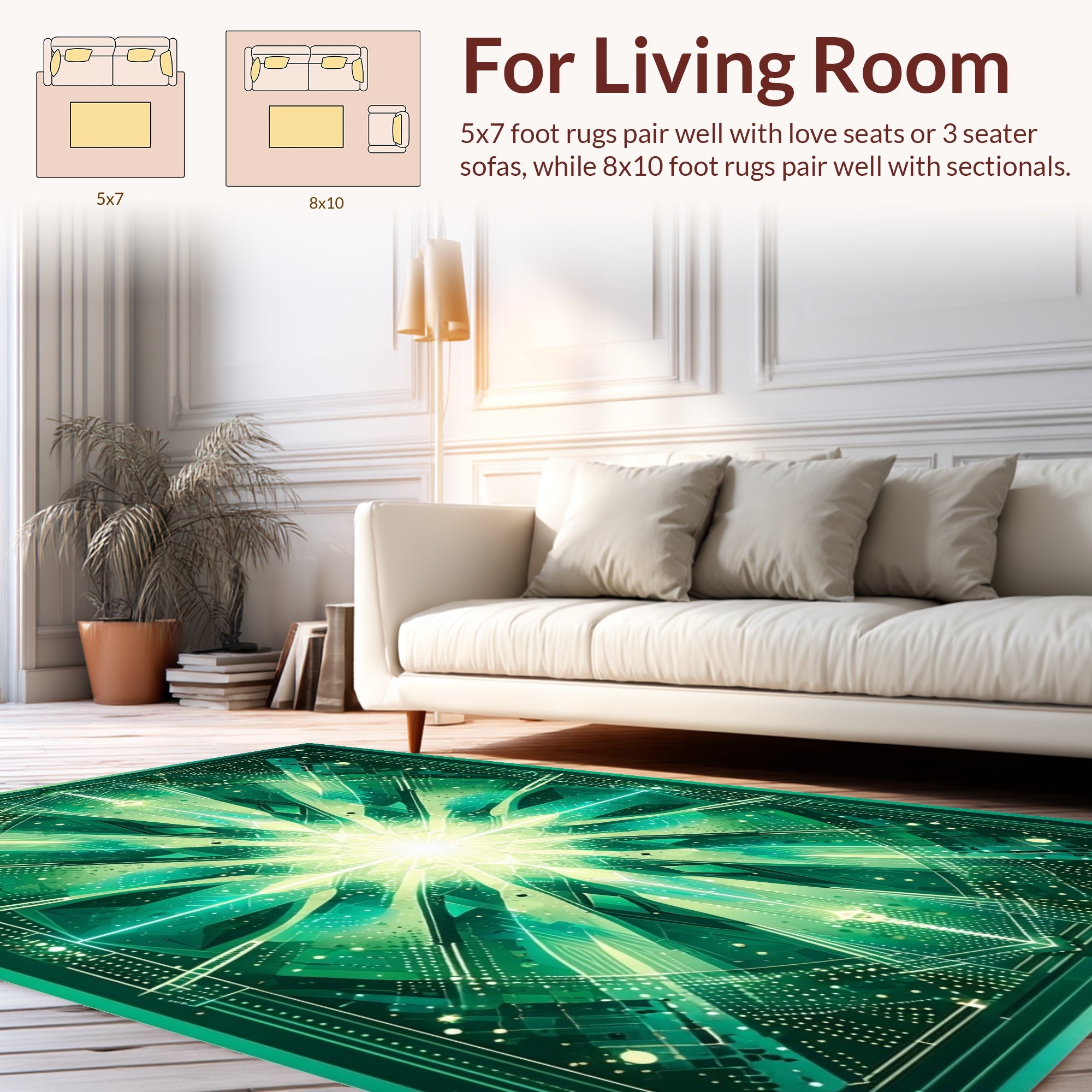 Green Geometric Crystal Radiance Rug