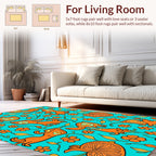 Whimsical Orange Creatures Floral Rug
