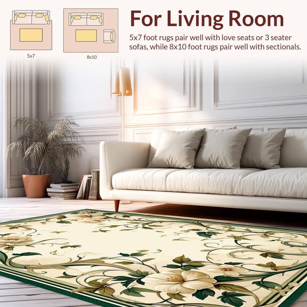 Classic Floral Vine Intricate Pattern Rug