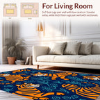 Vivid Tiger Floral Pattern Design Rug