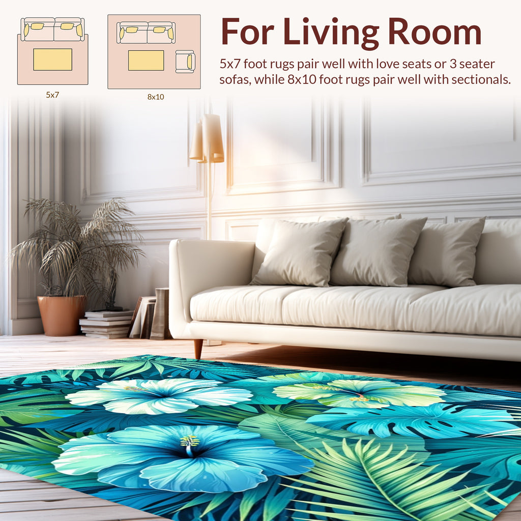 Tropical Hibiscus Leaf Pattern Rug