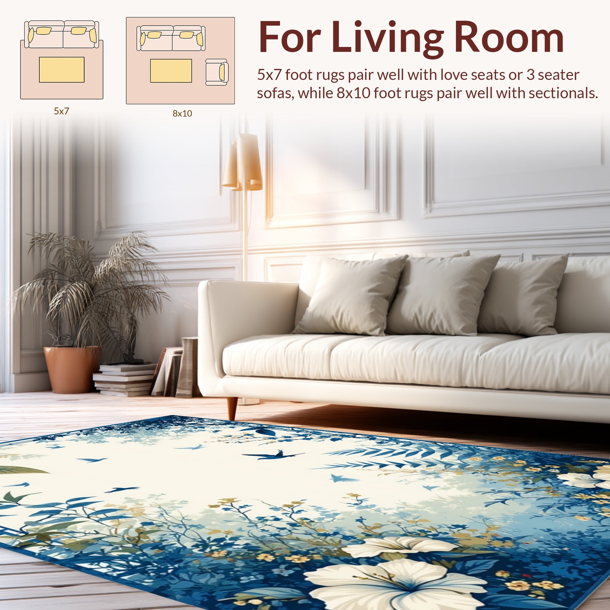 Birds and Blooming Floral Garden Rug