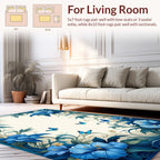 Tropical Blue Flower Butterfly Art Rug