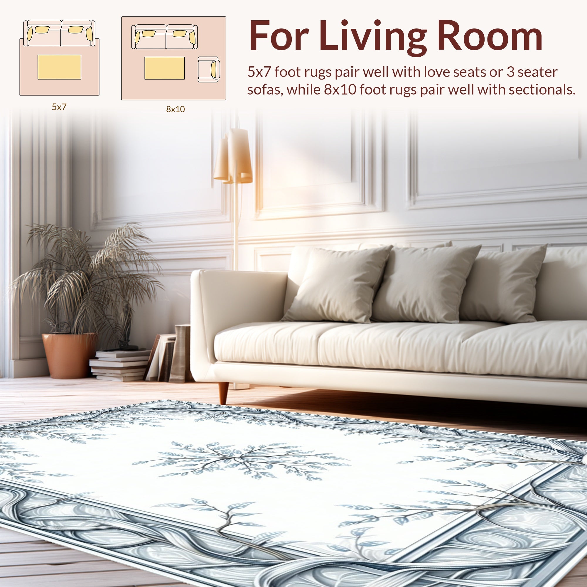 Elegant Winter Branches Floral Design Rug