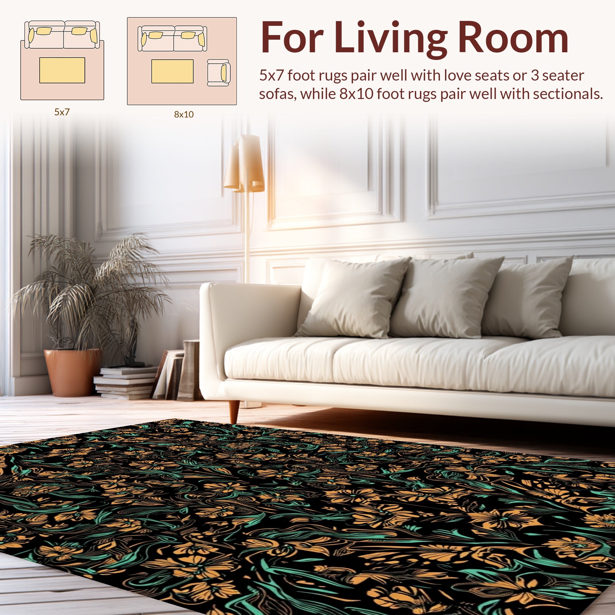 Intricate Floral Symmetry Pattern Rug