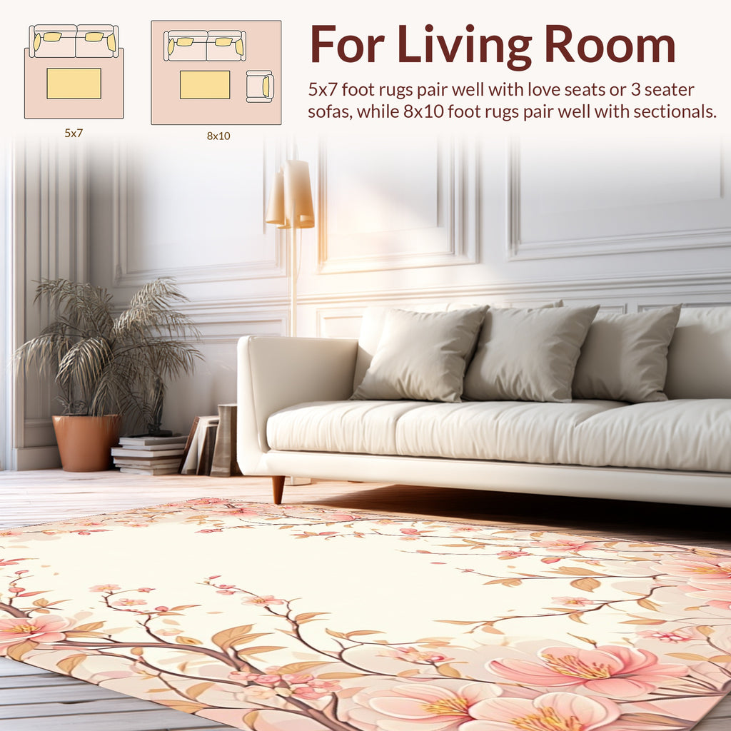 Elegant Pink Blossom Branches Rug