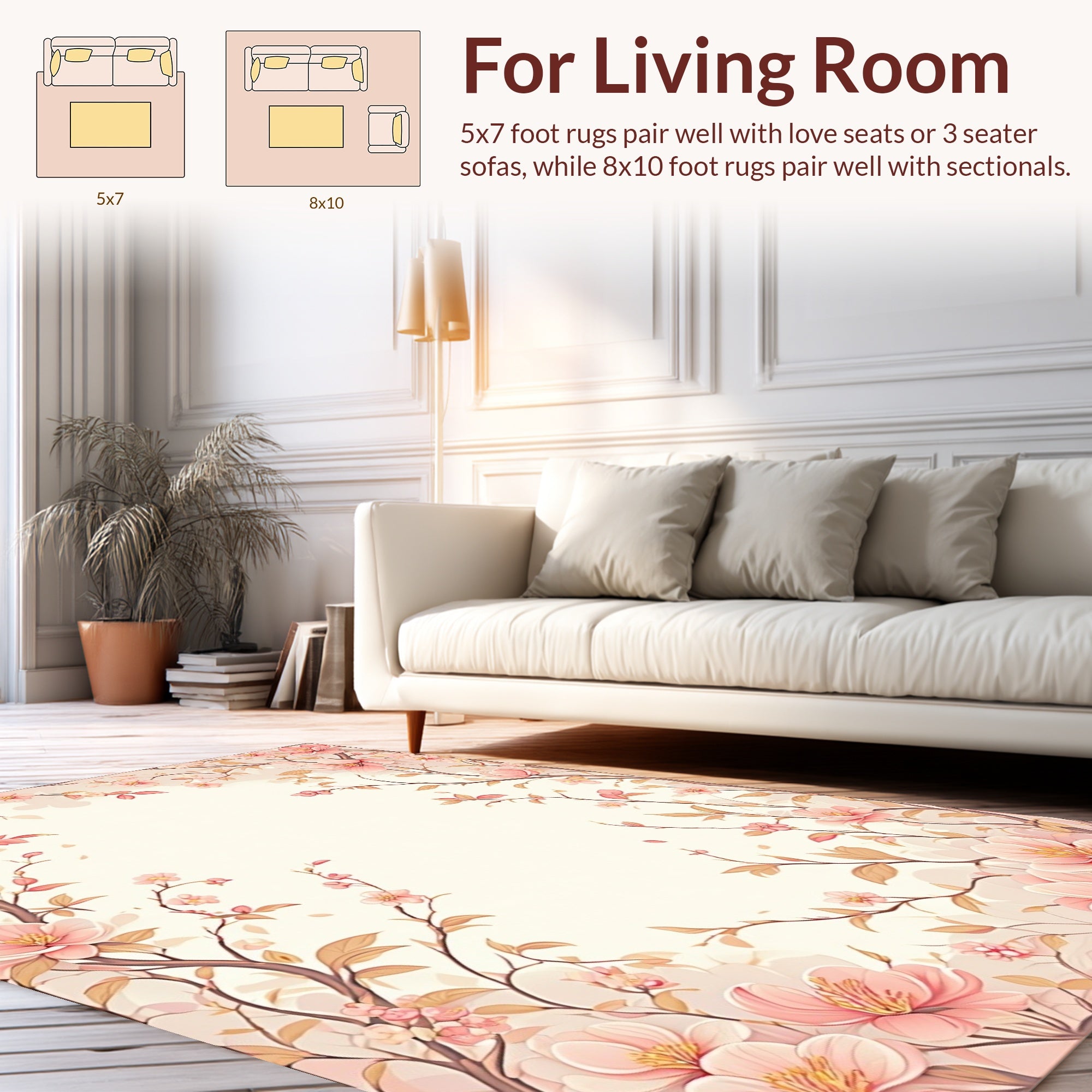 Elegant Pink Blossom Branches Rug
