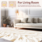 Abstract Brushstroke Tan White Stripes Rug